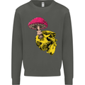 Mushroom Skull Toadstool Magic Gothic Kids Sweatshirt Jumper Storm Grey