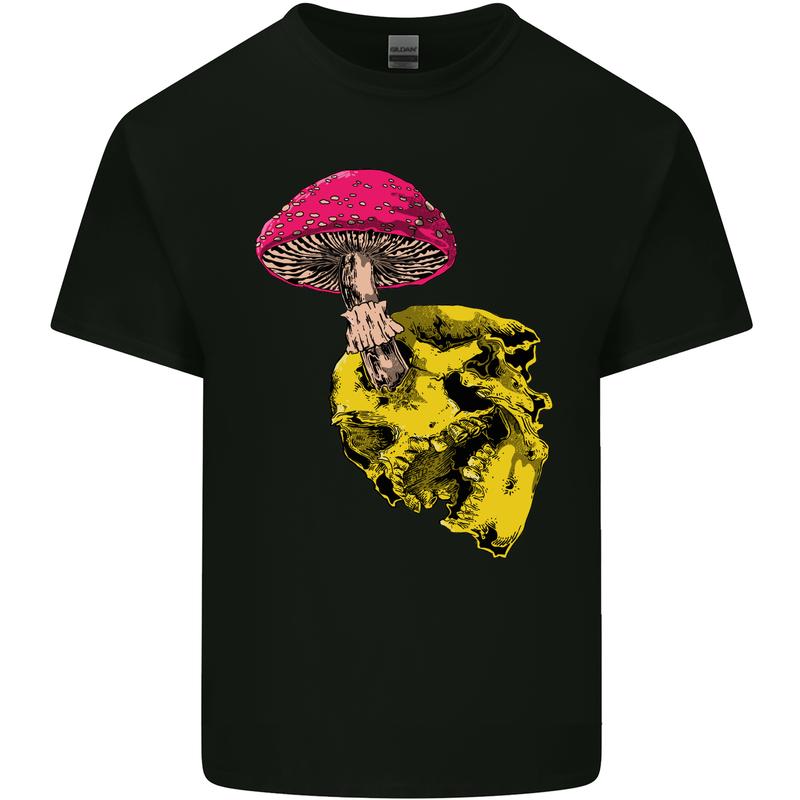Mushroom Skull Toadstool Magic Gothic Kids T-Shirt Childrens Black