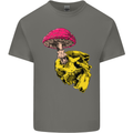 Mushroom Skull Toadstool Magic Gothic Kids T-Shirt Childrens Charcoal