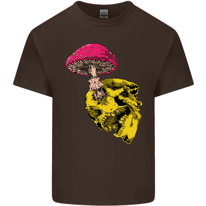 Mushroom Skull Toadstool Magic Gothic Kids T-Shirt Childrens Chocolate