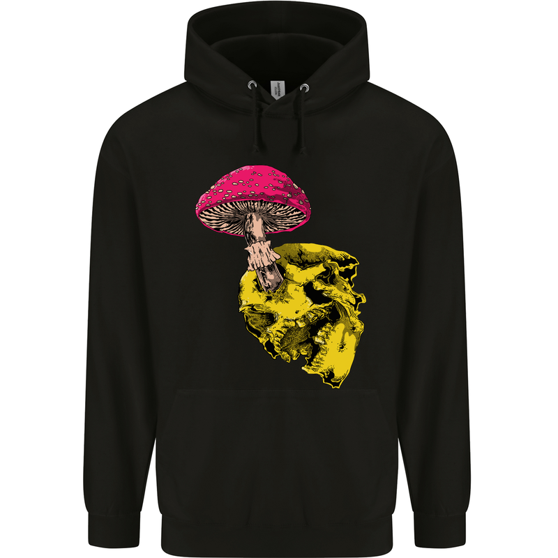 Mushroom Skull Toadstool Magic Gothic Mens 80% Cotton Hoodie Black