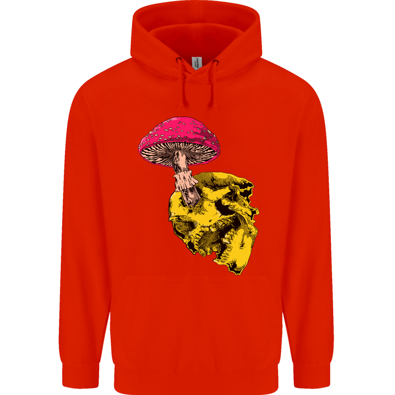 Mushroom Skull Toadstool Magic Gothic Mens 80% Cotton Hoodie Bright Red