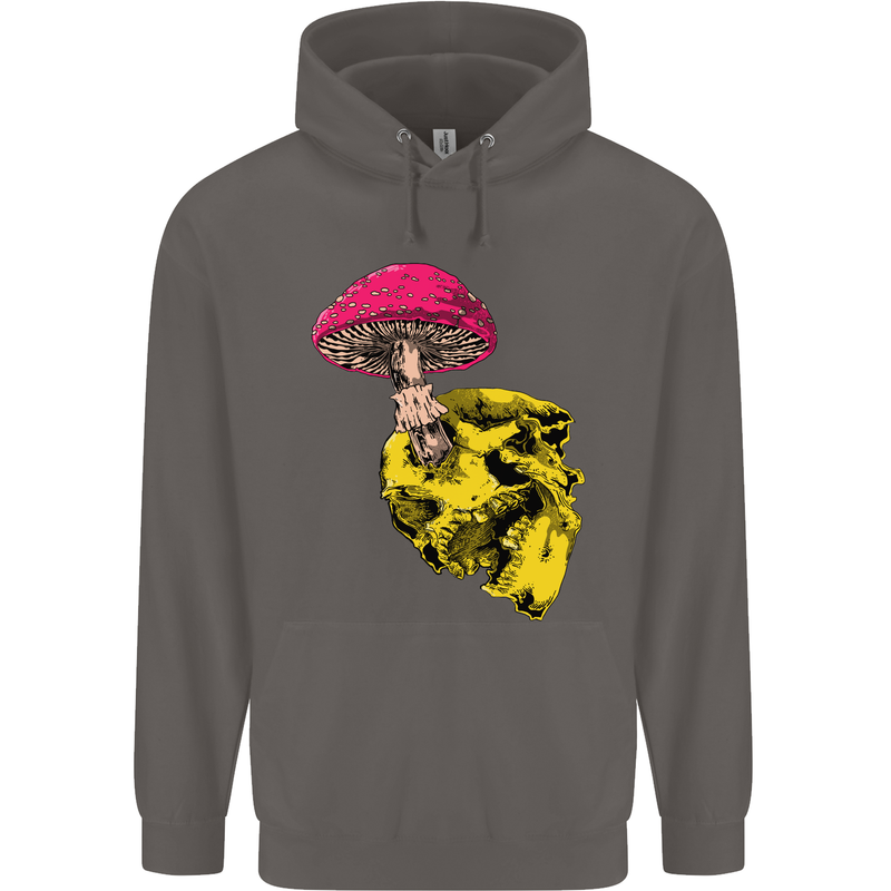 Mushroom Skull Toadstool Magic Gothic Mens 80% Cotton Hoodie Charcoal