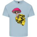 Mushroom Skull Toadstool Magic Gothic Mens Cotton T-Shirt Tee Top Light Blue