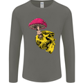 Mushroom Skull Toadstool Magic Gothic Mens Long Sleeve T-Shirt Charcoal