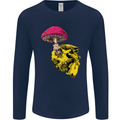 Mushroom Skull Toadstool Magic Gothic Mens Long Sleeve T-Shirt Navy Blue