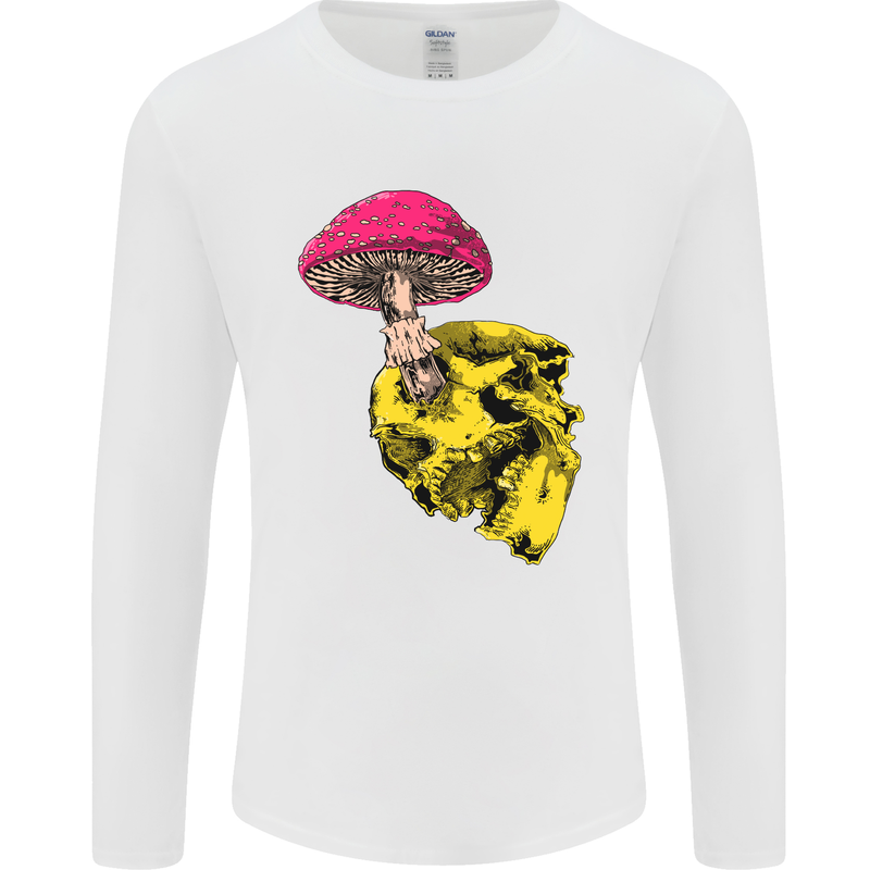 Mushroom Skull Toadstool Magic Gothic Mens Long Sleeve T-Shirt White