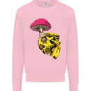 Mushroom Skull Toadstool Magic Gothic Mens Sweatshirt Jumper Light Pink