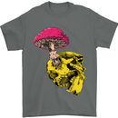 Mushroom Skull Toadstool Magic Gothic Mens T-Shirt Cotton Gildan Charcoal