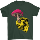 Mushroom Skull Toadstool Magic Gothic Mens T-Shirt Cotton Gildan Forest Green