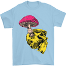 Mushroom Skull Toadstool Magic Gothic Mens T-Shirt Cotton Gildan Light Blue