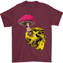 Mushroom Skull Toadstool Magic Gothic Mens T-Shirt Cotton Gildan Maroon