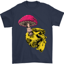 Mushroom Skull Toadstool Magic Gothic Mens T-Shirt Cotton Gildan Navy Blue