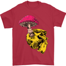 Mushroom Skull Toadstool Magic Gothic Mens T-Shirt Cotton Gildan Red