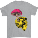Mushroom Skull Toadstool Magic Gothic Mens T-Shirt Cotton Gildan Sports Grey