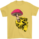 Mushroom Skull Toadstool Magic Gothic Mens T-Shirt Cotton Gildan Yellow