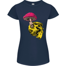 Mushroom Skull Toadstool Magic Gothic Womens Petite Cut T-Shirt Navy Blue