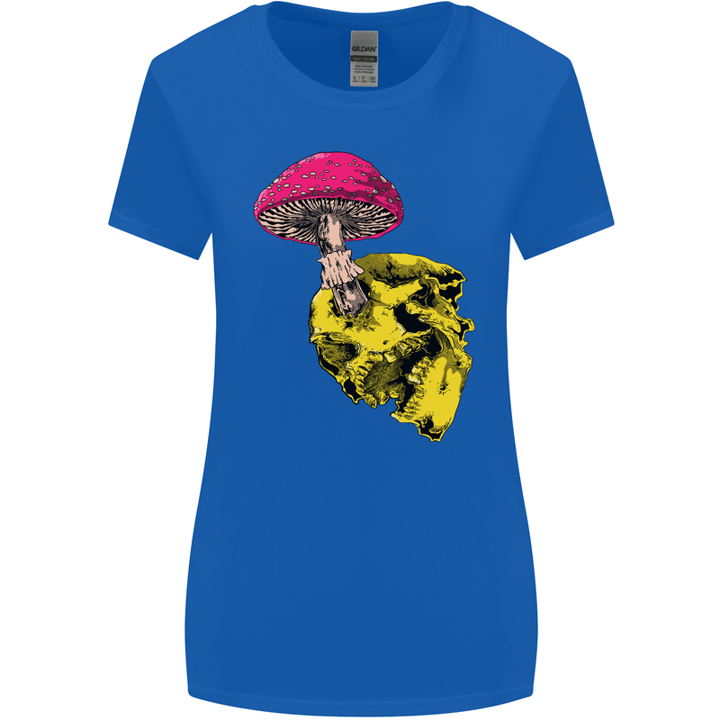 Mushroom Skull Toadstool Magic Gothic Womens Wider Cut T-Shirt Royal Blue