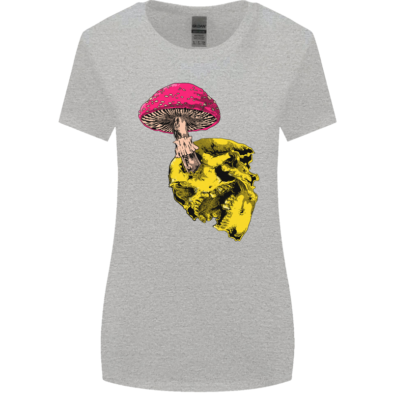 Mushroom Skull Toadstool Magic Gothic Womens Wider Cut T-Shirt Sports Grey