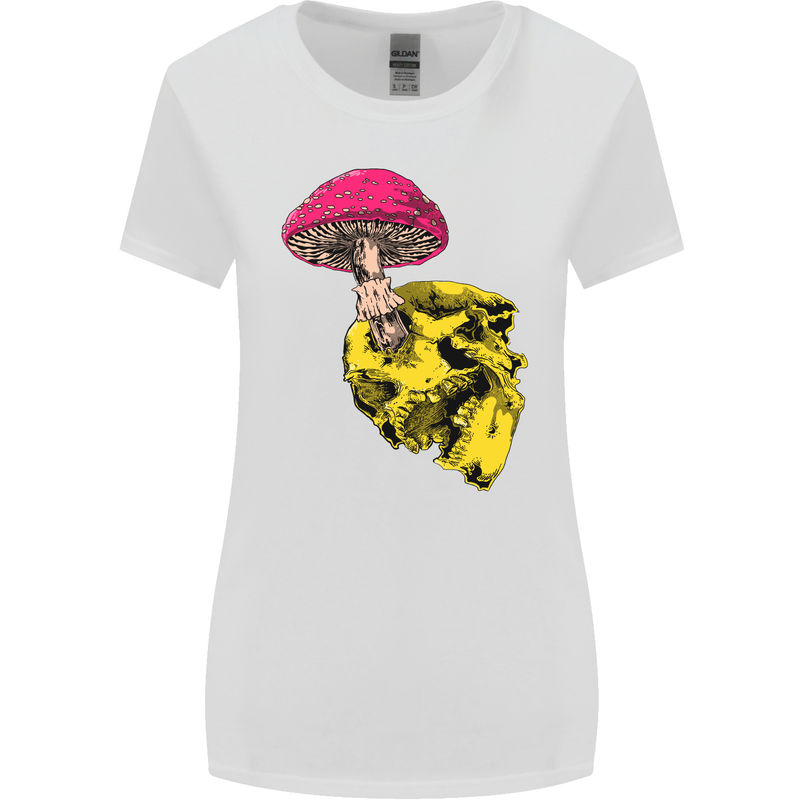 Mushroom Skull Toadstool Magic Gothic Womens Wider Cut T-Shirt White