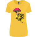 Mushroom Skull Toadstool Magic Gothic Womens Wider Cut T-Shirt Yellow