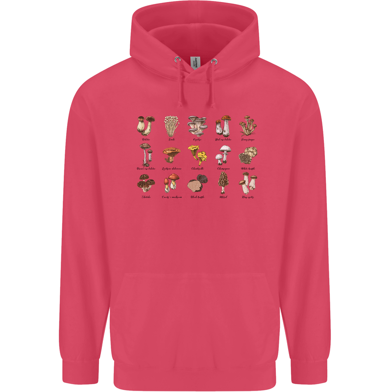 Mushroom Species Foraging Mycology Childrens Kids Hoodie Heliconia