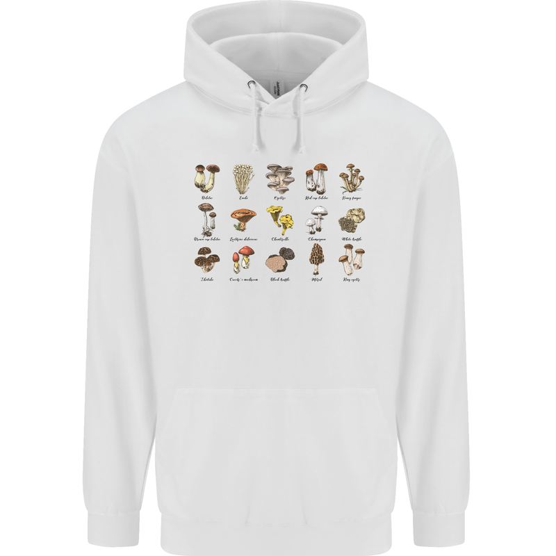 Mushroom Species Foraging Mycology Childrens Kids Hoodie White