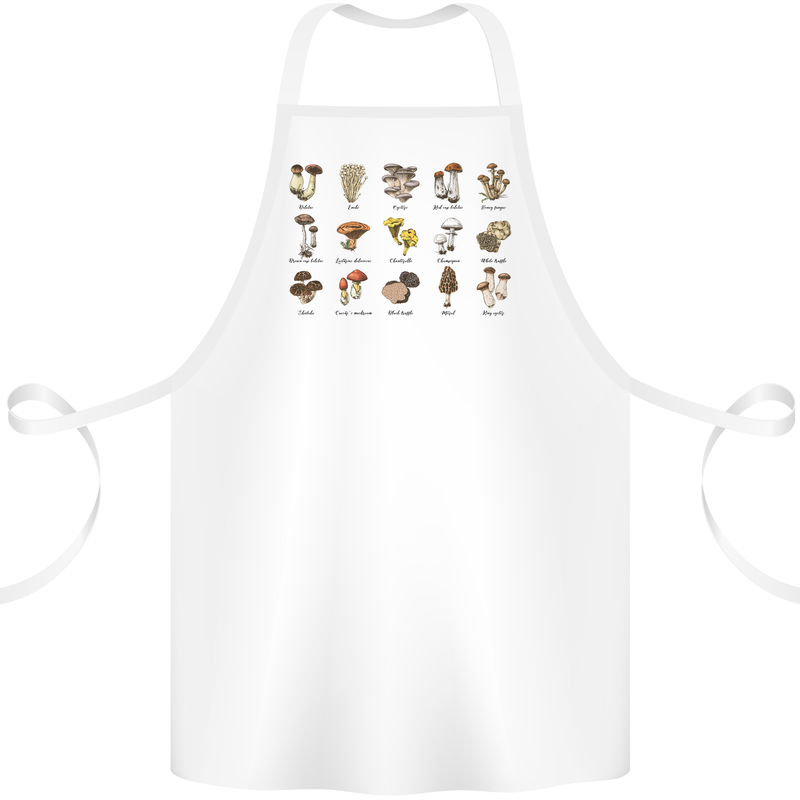 Mushroom Species Foraging Mycology Cotton Apron 100% Organic White