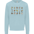 Mushroom Species Foraging Mycology Kids Sweatshirt Jumper Light Blue