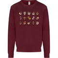 Mushroom Species Foraging Mycology Kids Sweatshirt Jumper Maroon