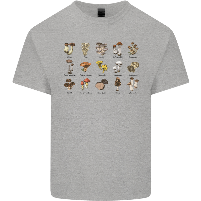 Mushroom Species Foraging Mycology Kids T-Shirt Childrens Sports Grey