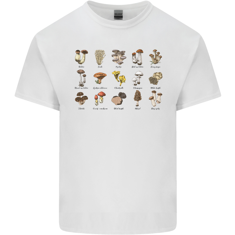 Mushroom Species Foraging Mycology Kids T-Shirt Childrens White
