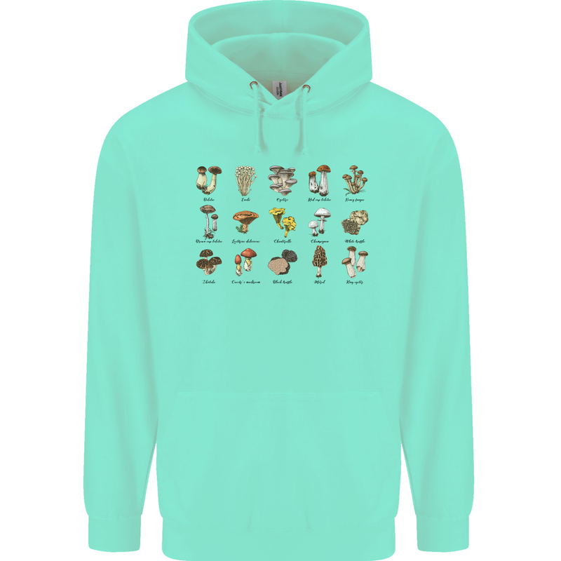 Mushroom Species Foraging Mycology Mens 80% Cotton Hoodie Peppermint