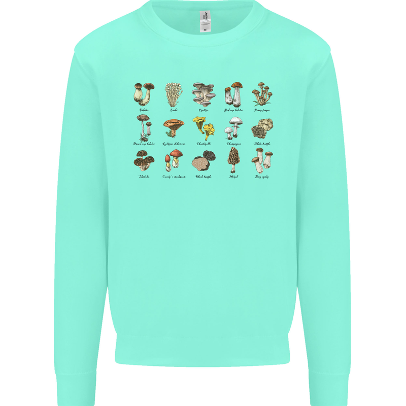 Mushroom Species Foraging Mycology Mens Sweatshirt Jumper Peppermint