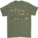 Mushroom Species Foraging Mycology Mens T-Shirt 100% Cotton Military Green