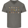 Mushroom Species Foraging Mycology Mens V-Neck Cotton T-Shirt Charcoal