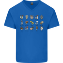 Mushroom Species Foraging Mycology Mens V-Neck Cotton T-Shirt Royal Blue