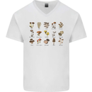 Mushroom Species Foraging Mycology Mens V-Neck Cotton T-Shirt White