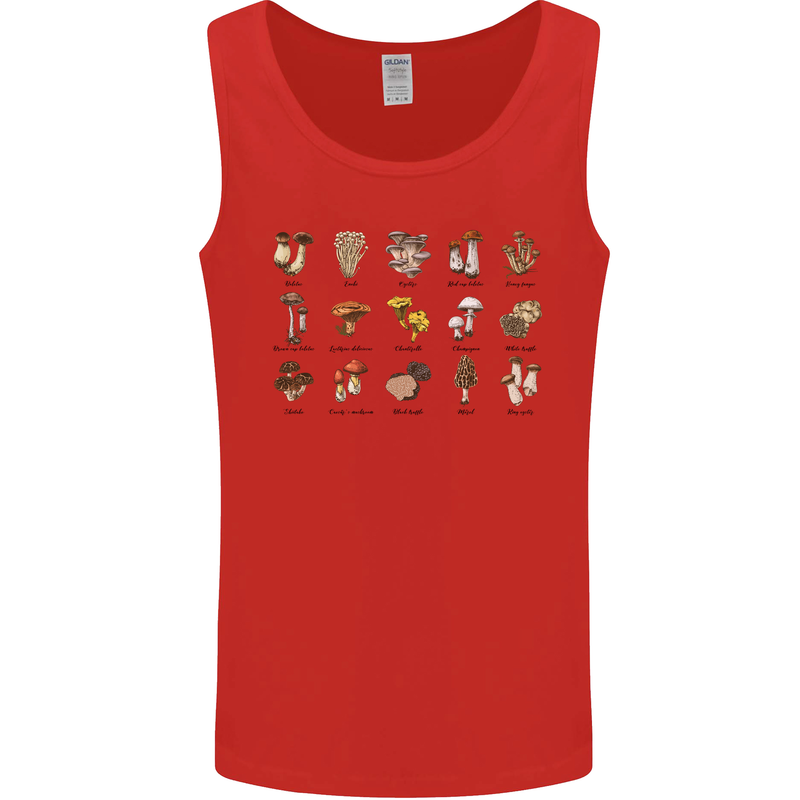 Mushroom Species Foraging Mycology Mens Vest Tank Top Red