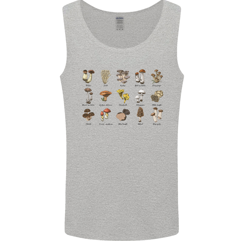 Mushroom Species Foraging Mycology Mens Vest Tank Top Sports Grey