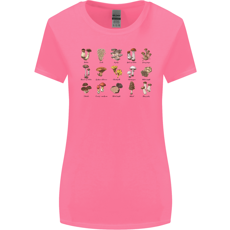 Mushroom Species Foraging Mycology Womens Wider Cut T-Shirt Azalea