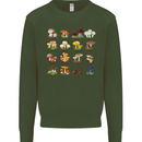 Mushroom Species Kids Sweatshirt Jumper Forest Green
