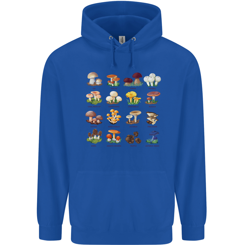 Mushroom Species Mens 80% Cotton Hoodie Royal Blue