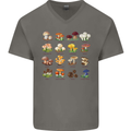 Mushroom Species Mens V-Neck Cotton T-Shirt Charcoal