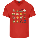 Mushroom Species Mens V-Neck Cotton T-Shirt Red