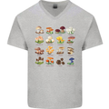 Mushroom Species Mens V-Neck Cotton T-Shirt Sports Grey