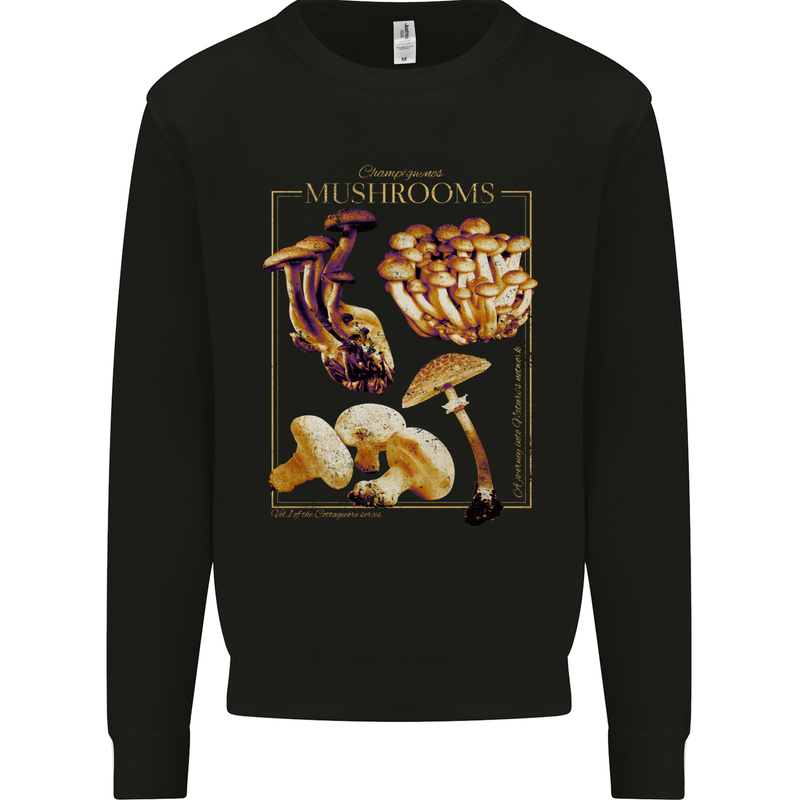 Mushroom Species Mycology Foraging Kids Sweatshirt Jumper Black
