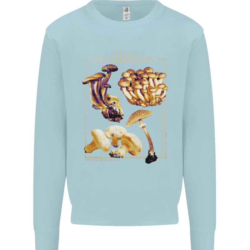 Mushroom Species Mycology Foraging Kids Sweatshirt Jumper Light Blue