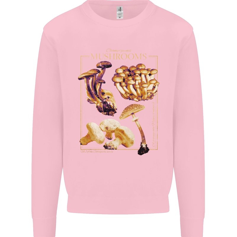 Mushroom Species Mycology Foraging Kids Sweatshirt Jumper Light Pink