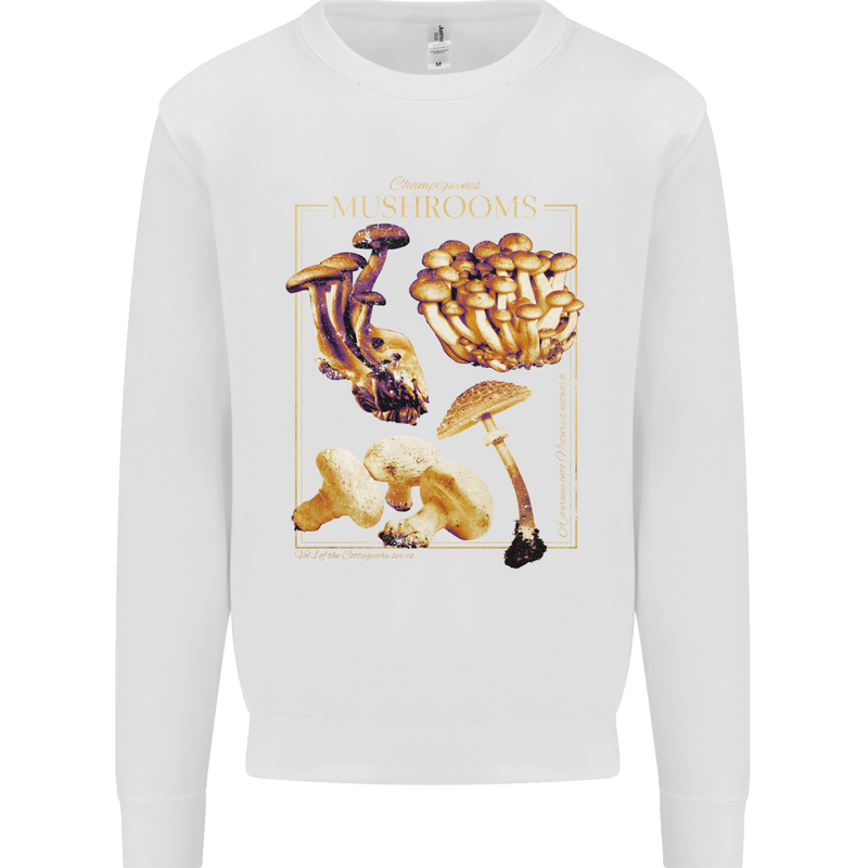 Mushroom Species Mycology Foraging Kids Sweatshirt Jumper White